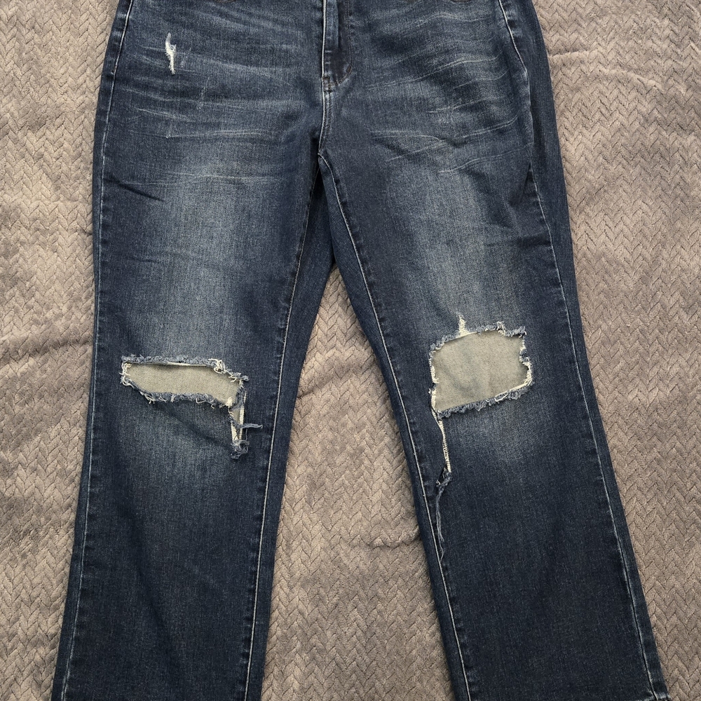 Judy Blue Distressed Straight Leg Jeans Dark Wash 18W